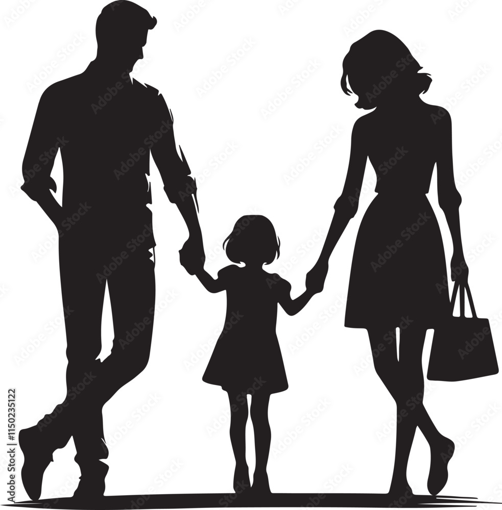 Silhouette vector illustration of family on white background Silhouette vector illustration of family on white background