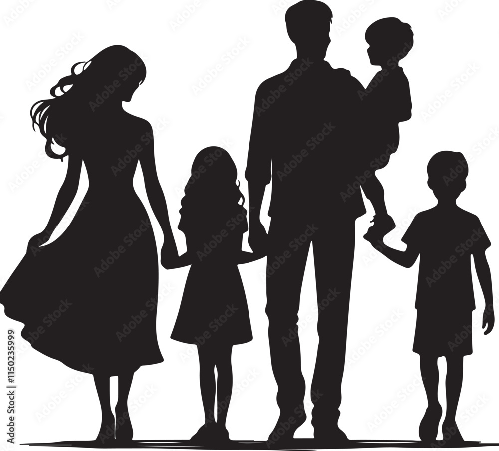 Silhouette vector illustration of family on white background Silhouette vector illustration of family on white background