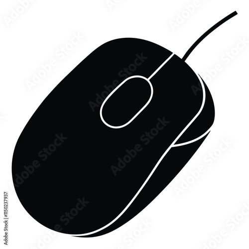Computer mouse silhouette on white background