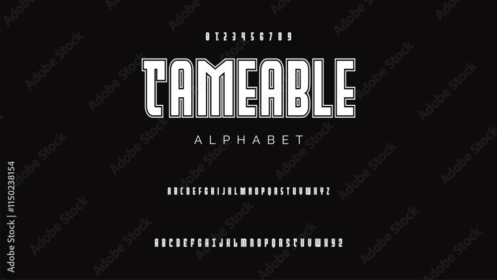 Fototapeta premium Creative geometric modern urban alphabet font. Digital abstract futuristic, fashion, sport, minimal technology typography.