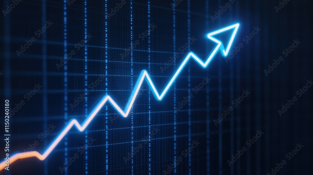 Naklejka premium Dynamic graph depicting upward market trends in vibrant colors.