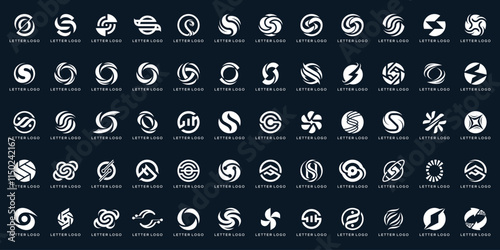 collection of monogram letter S circle creative logo design, graphic icons vector for, business and technology, hexagon symbol graphic