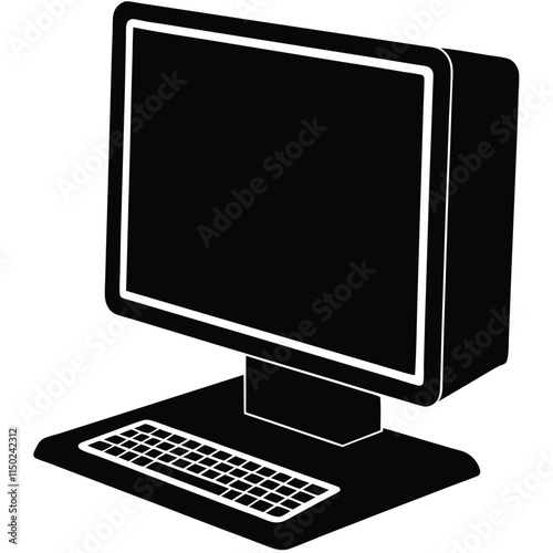 Desktop computer silhouette flat design