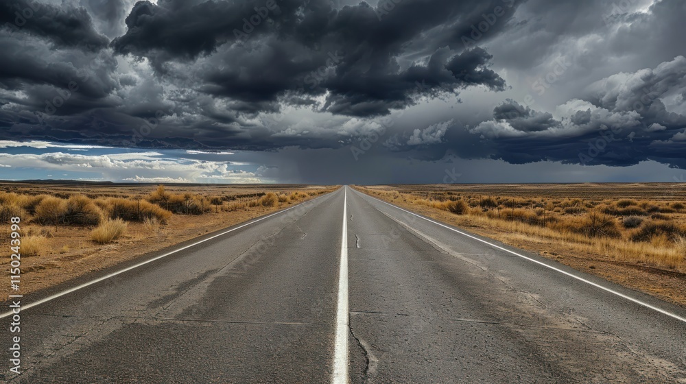 Highway Under Stormy Clouds Highway Under Stormy Clouds