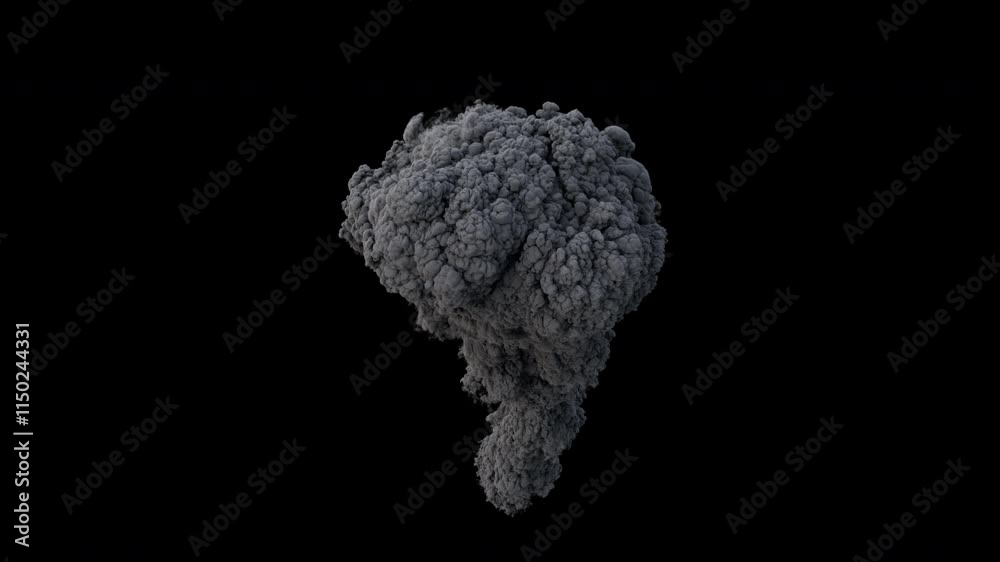 Pyro Explosion with Black Smoke on Transparent Background from a High Angle View Pyro Explosion with Black Smoke on Transparent Background from a High Angle View