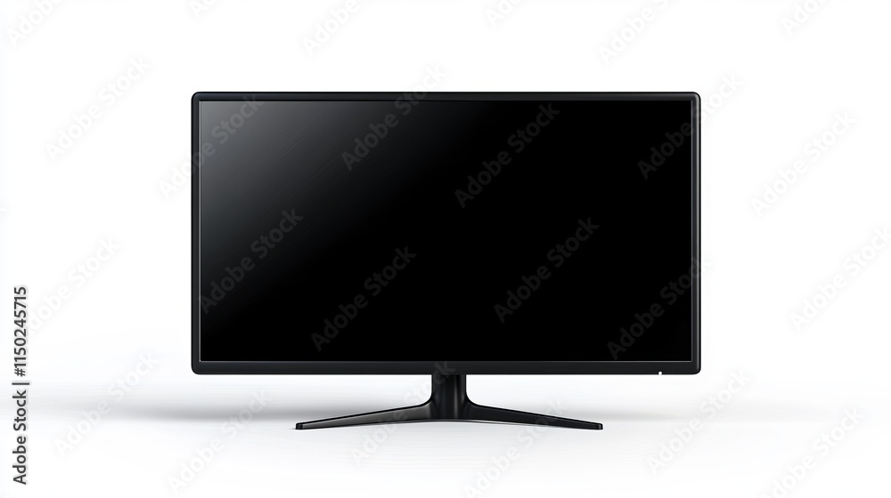 Realistic black TV screen isolated 3D LED monitor with a blank display mockup Digital realistic illustration Realistic black TV screen isolated 3D LED monitor with a blank display mockup Digital realistic illustration