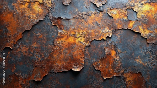 Beautiful textured wall featuring rust and peeling paint in warm tones