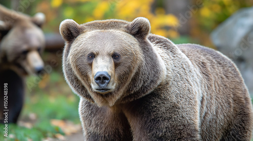 Wallpaper Mural Close-Up of Brown Bears in Autumn Landscape with Sharp Focus on Fur and Eyes Torontodigital.ca