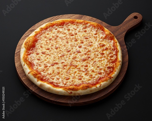 National Pizza Day Delicious Cheese Pizza on Wooden Board Italian Food