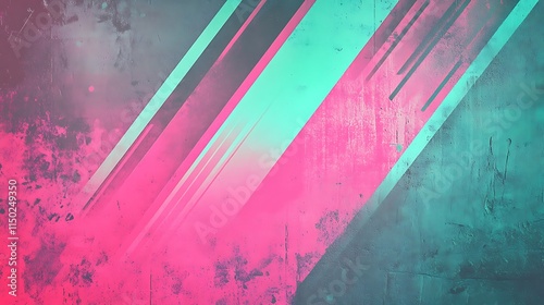 A vintage-inspired poster with a modern twist, featuring faded neon colors in shades of electric pink, cyber green, and holographic blue. The design incorporates futuristic elements, but the paper tex