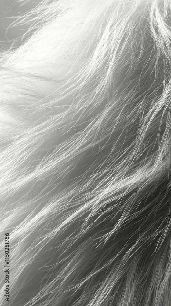 Soft white fur texture capturing light and showcasing delicate strands in monochrome Soft white fur texture capturing light and showcasing delicate strands in monochrome