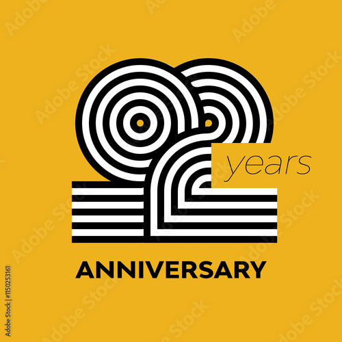 92 years retro anniversary vector template template template design illustration