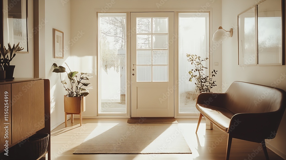 Fototapeta premium Chic and Bright Entryway with Natural Lighting and Modern Elegant Furnishings : Generative AI