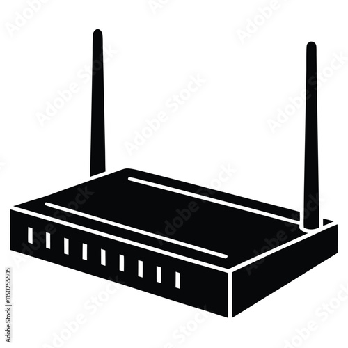 Network router silhouette flat design