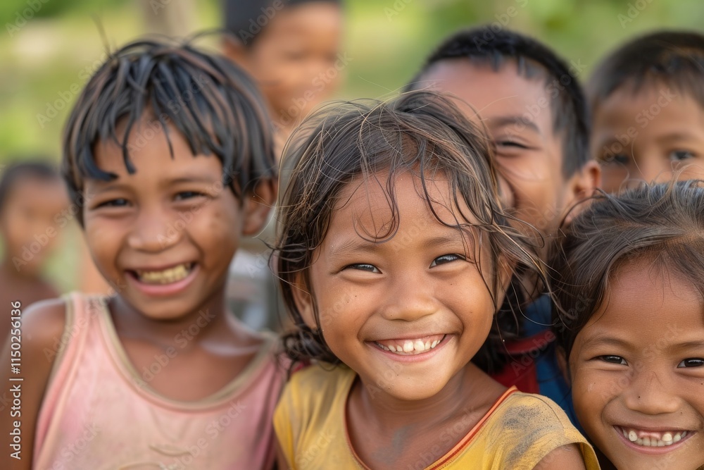 Portrait of a group of happy and smiling children in Myanmar. Portrait of a group of happy and smiling children in Myanmar.
