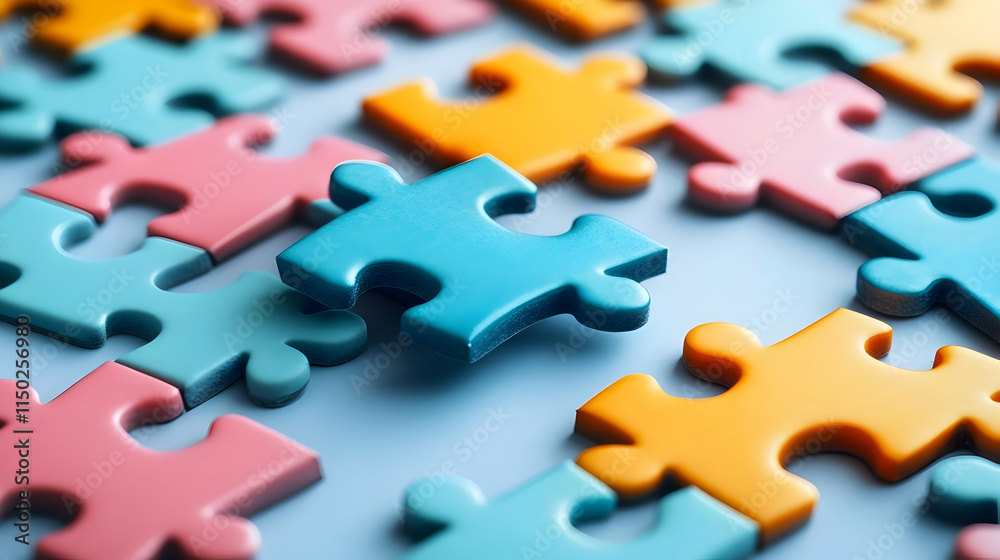 Floating puzzle pieces with team icons isolated on white background concept as Floating puzzle pieces adorned with team icons symbolizing flexibility and dynamic teamwork in team building puzzle solvi Floating puzzle pieces with team icons isolated on white background concept as Floating puzzle pieces adorned with team icons symbolizing flexibility and dynamic teamwork in team building puzzle solvi