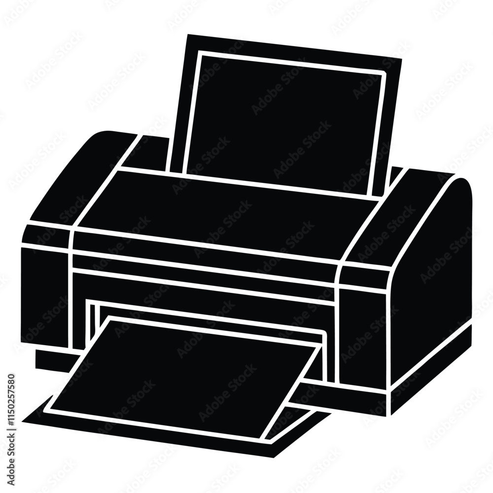 Printer silhouette on white background Printer silhouette on white background