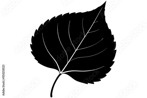 Black silhouette of linden leaf.