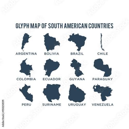 South American countries map icons set design illustration