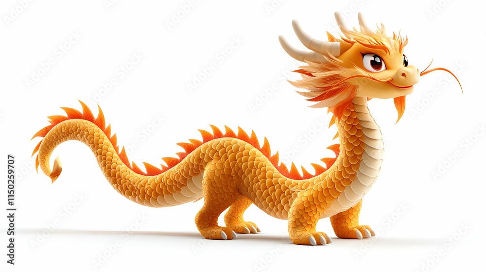 Fototapeta premium Dynamic Vector Illustration of Chinese Dragon in Motion with Intricate Scales and Fiery Details