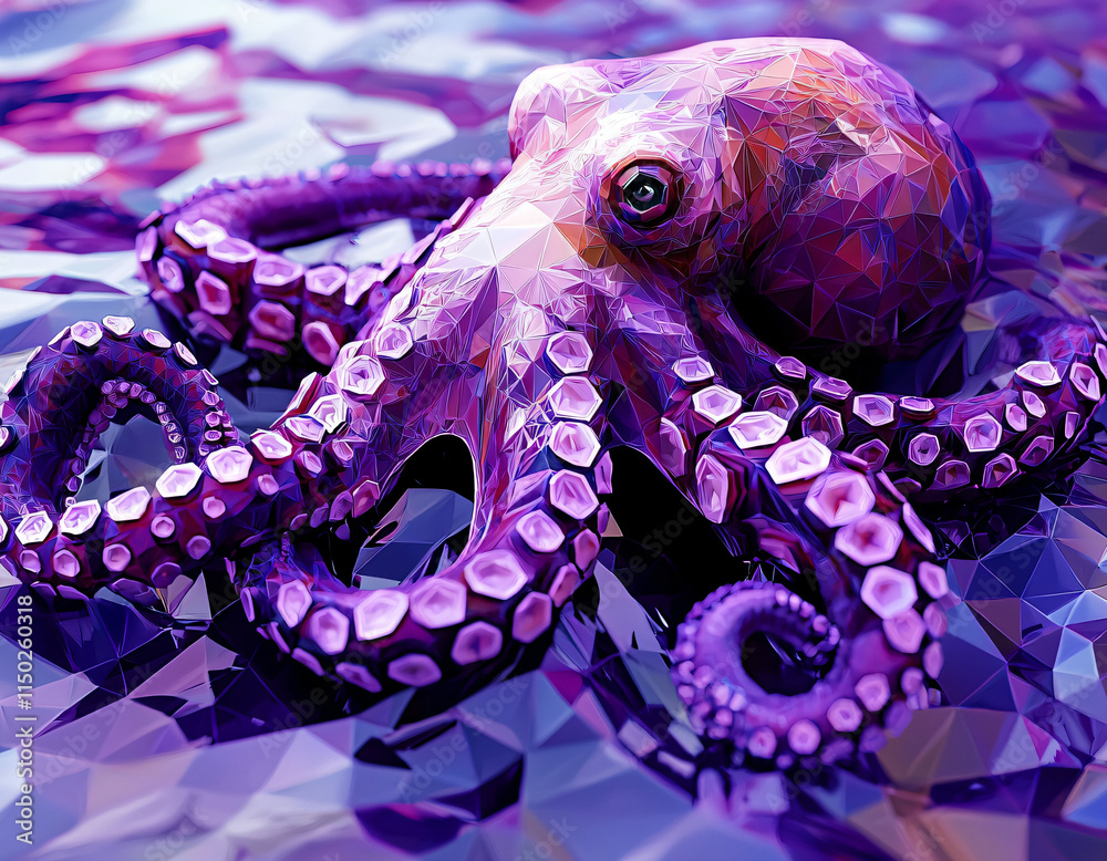 Naklejka premium Purple Octopus Art