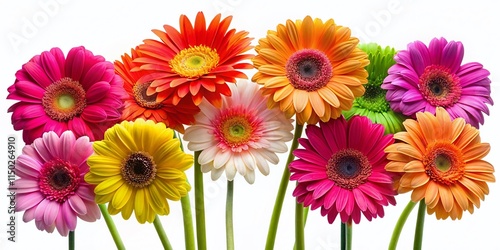 Vibrant Gerber Daisies Isolated on White Background - Perfect for Floral Designs