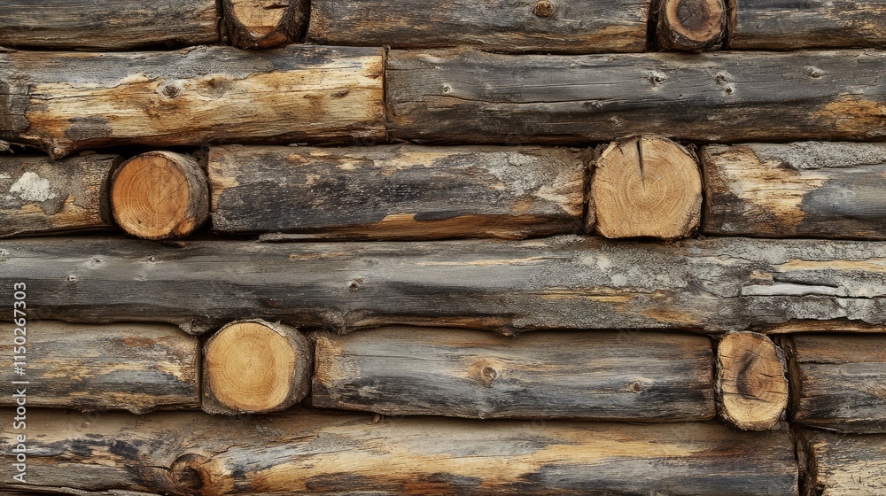 Wooden log wall. Brown wood log wall texture Wooden log wall. Brown wood log wall texture
