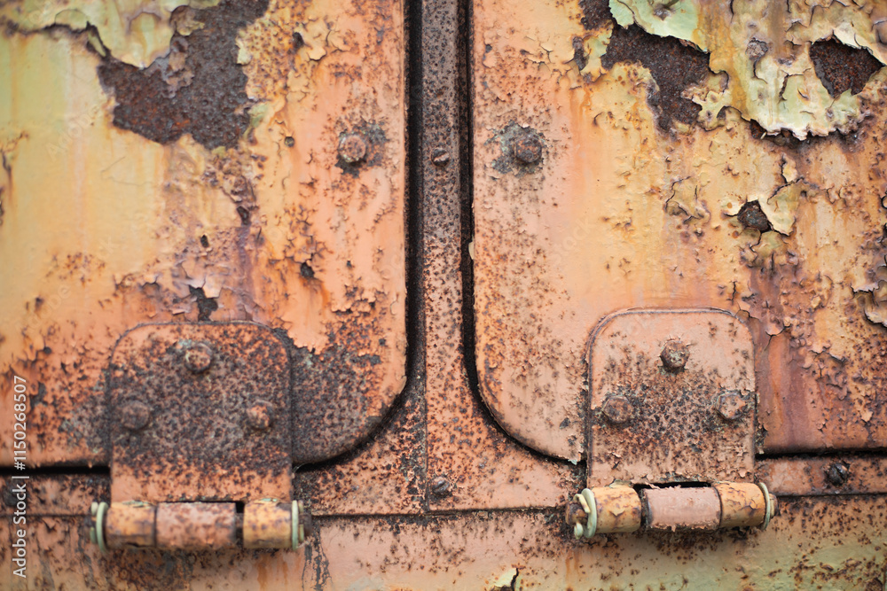 Rusty steel. Rusty military equipment. Damaged metal.