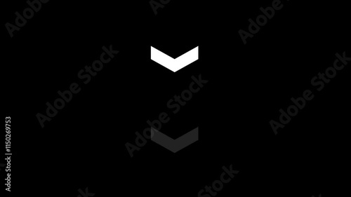 Down arrow direction sign. White arrow black background animation. With Download sign Arrows loop animated.