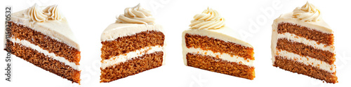 Delicious carrot cake slices with creamy frosting and grated carrots
