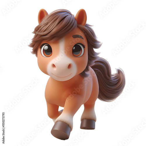 Cute cartoon horse isolated on white background