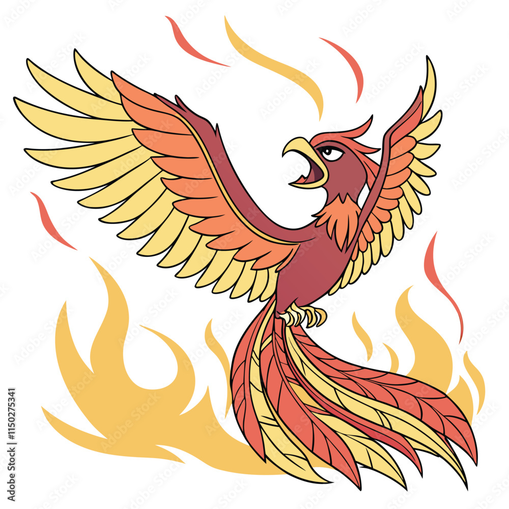 Obraz premium a-cartoon-phoenix-rising-from-flames-.eps
