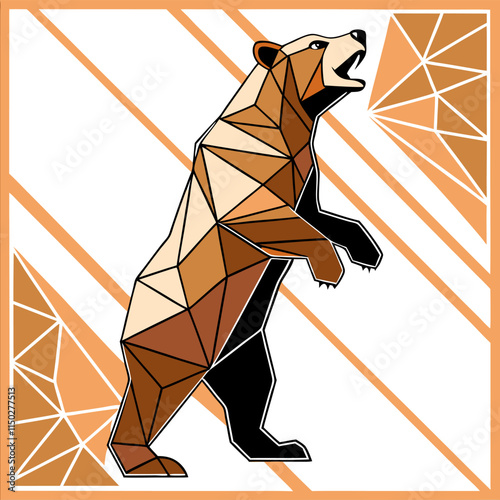 Geometric Brown Bear: Low-Poly Vector Illustration - Earthy Tones.