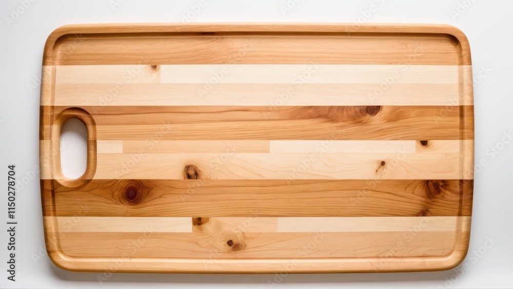 Square wooden cutting board mockup with light and dark striped wood design and smooth edges for kitchen use Square wooden cutting board mockup with light and dark striped wood design and smooth edges for kitchen use