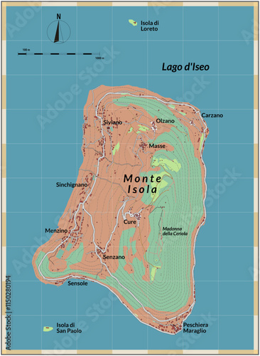 Monte Isola vector map