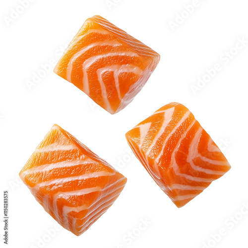 salmon cubes, raw diced salmon, fresh sashimi cut, cutout png