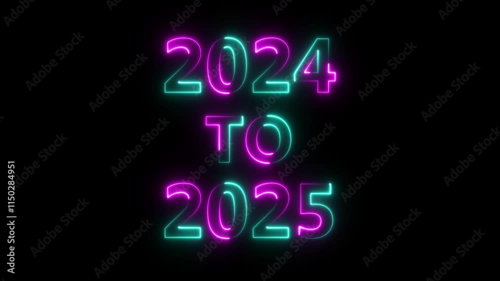 New year 2024 to 2025 year change concept. New year 2025 neon looping line animation. happy new year 2025 New year 2024 to 2025 year change concept. New year 2025 neon looping line animation. happy new year 2025