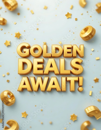 Golden Deals Await! - 3D Text with Gold Design photo