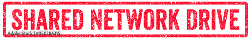 Shared Network Drive Stamp Transparent Seal, Red Grunge Shared Network Drive Word Rubber Stamp Seal