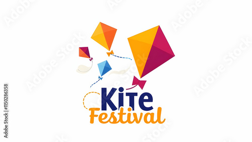 Free Download An illustration of colorful diamondshaped kites flying in the sky. The words Kite Festival are displayed below. Its a vibrant and playful design. - GFXLoad