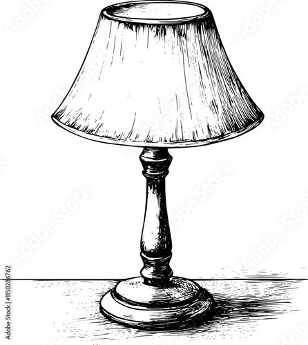Hand-drawn illustration of a table lamp shade.