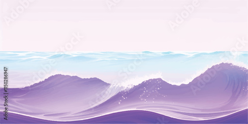 Purple Tides: Soft Watercolor Waves in Abstract Design: Soft, calming watercolor ocean waves in purple tones, perfect for ocean-inspired backgrounds, digital art, or abstract design graphics.