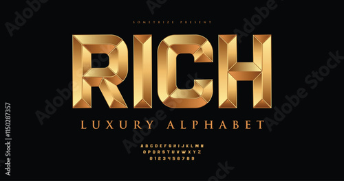 Rich: Royal Prismatic lettering with a vintage charm, evoking the elegance luxury of classic movie titles. Ideal for retro and cinematic-themed designs purpose.