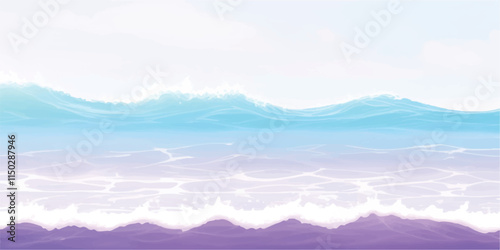 Purple Tides: Soft Watercolor Waves in Abstract Design: Soft, calming watercolor ocean waves in purple tones, perfect for ocean-inspired backgrounds, digital art, or abstract design graphics.