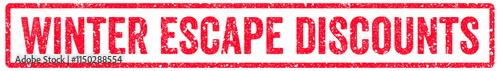 Winter Escape Discounts Stamp Transparent Seal, Red Grunge Winter Escape Discounts Word Rubber Stamp Seal