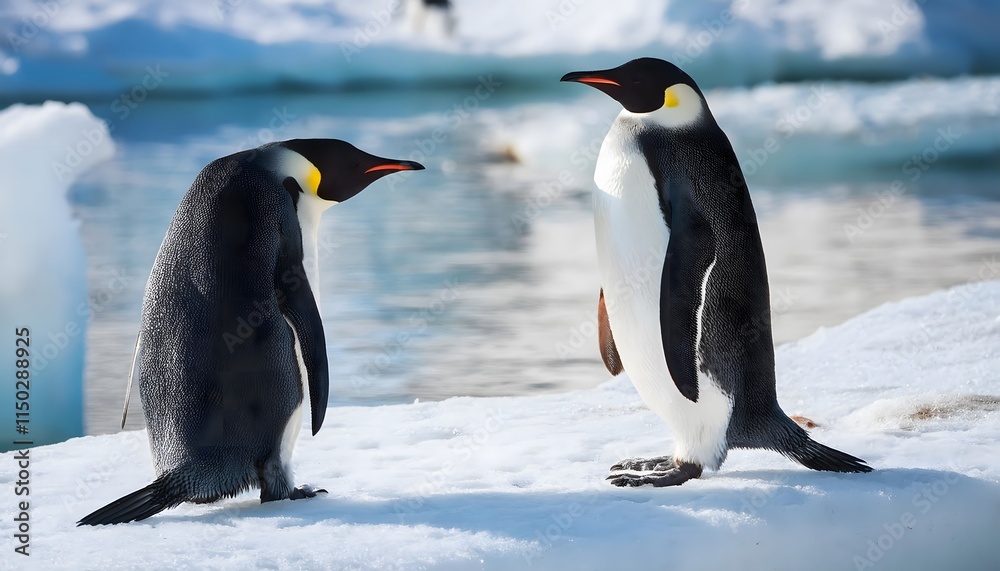 Obraz premium Emperor Penguins on Antarctic Ice Wildlife Photography