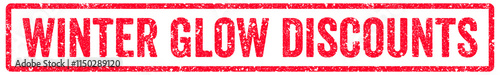 Winter Glow Discounts Stamp Transparent Seal, Red Grunge Winter Glow Discounts Word Rubber Stamp Seal