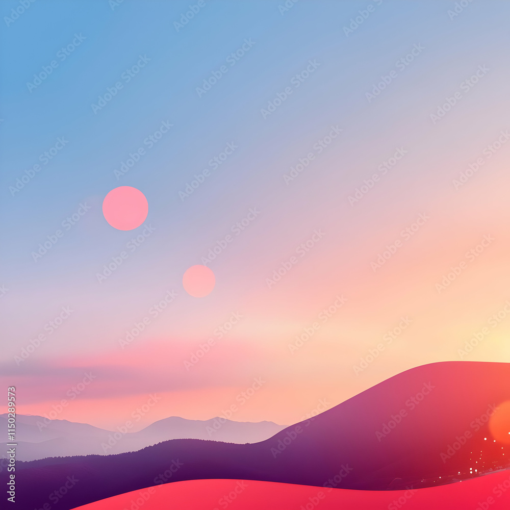Obraz premium Abstract Sunset Landscape Illustration