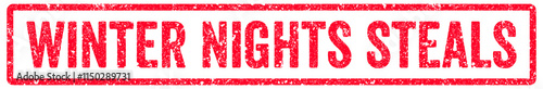 Winter Nights Steals Stamp Transparent Seal, Red Grunge Winter Nights Steals Word Rubber Stamp Seal