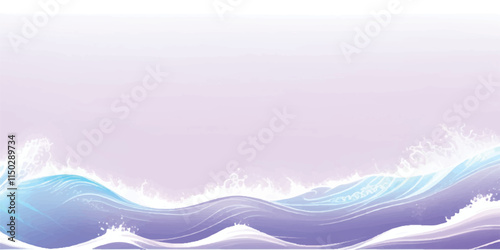 Ocean Wave Flow in Abstract Purple: Fluid, abstract watercolor ocean wave texture in soothing purple and white hues, ideal for creative backgrounds, banners, and abstract ocean-themed designs.